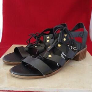 Blue Suede Shoes - Black Lace Up Sandals - Size 9